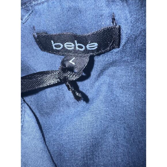 BEBE The Tie Front Denim Shirt - Medium Wash Size L - Picture 9 of 9